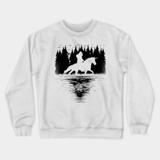 bigfoot riding unicorn Crewneck Sweatshirt